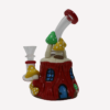 Mushroom House Hand Painted Showerhead Perc Glass Bong 7"Red
