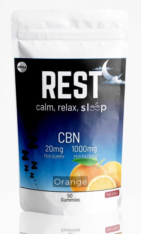 Mega Rest Gummies CBN - Orange (50 Pack)