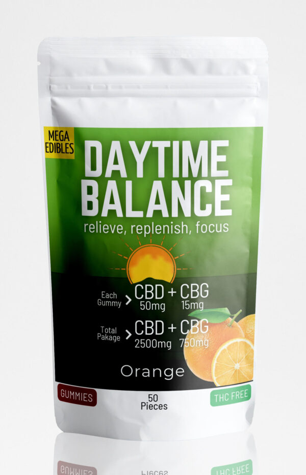 Mega Daytime Balance Gummies - Orange - CBD 2500mg CBG 750mg (50 Pack)