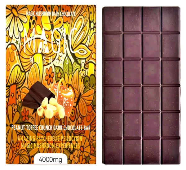 Magic Mushroom Peanut Toffee Crunch Dark Chocolate Bar 4000mg
