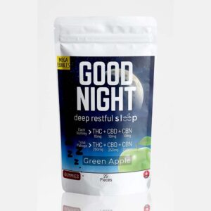 Mega Good Night Gummies - Green Apple - THC 250mg, CBD 250mg, CBN 250mg (25 Pack)