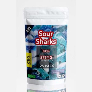 REKT Sour Sharks Gummies 375mg CBG (25 x 15mg CBG)