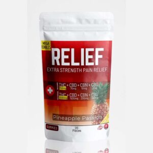 Mega Relief Gummies THC CBD CBN CBG (Extra Strength) - Pineapple (20 Pack)