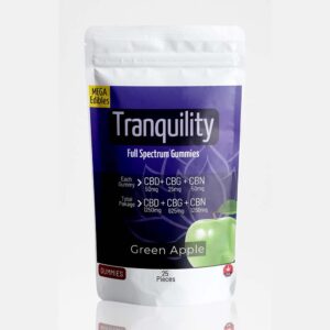 Mega Tranquility - Green Apple - CBD 1250mg, CBG 625mg, CBN 1250mg(25 pack)