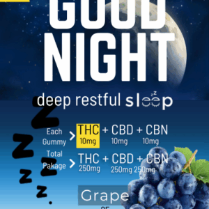 Mega Good Night Gummies - Grape - THC 250mg, CBD 250mg, CBN 250mg (25 Pack)