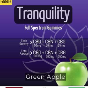 Mega Tranquility - Green Apple - CBD 500mg, CBG 250mg, CBN 500mg (10 pack)