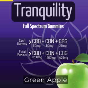 Mega Tranquility - Green Apple - CBD 1250mg, CBG 625mg, CBN 1250mg (25 pack)