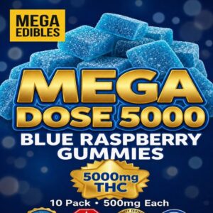 Mega Dose Gummies | Blue Raspberry | 5000mg THC