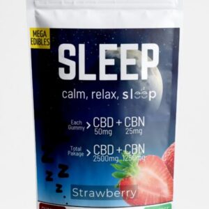 Mega Sleep Gummies - Strawberry - CBD 2500mg, CBN 1250mg (50 Pack)